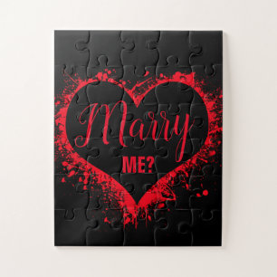"TROUW MET ME?" Red Heart op zwart voorstel Legpuzzel