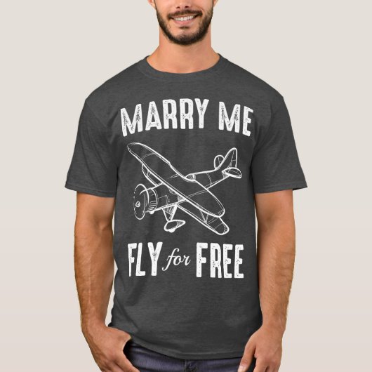 Trouw met me vliegen voor gratis piloot stewardess t-shirt (Voorkant)