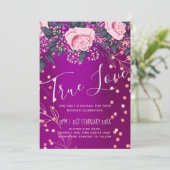 Trouw met metaal look roze goud roze bloemen (Staand voorkant)