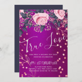 Trouw met metaal look roze goud roze bloemen (Voorkant / Achterkant)