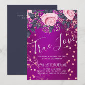 Trouw met Metallic Look Rosegold Roze Bloemen (Voorkant / Achterkant)