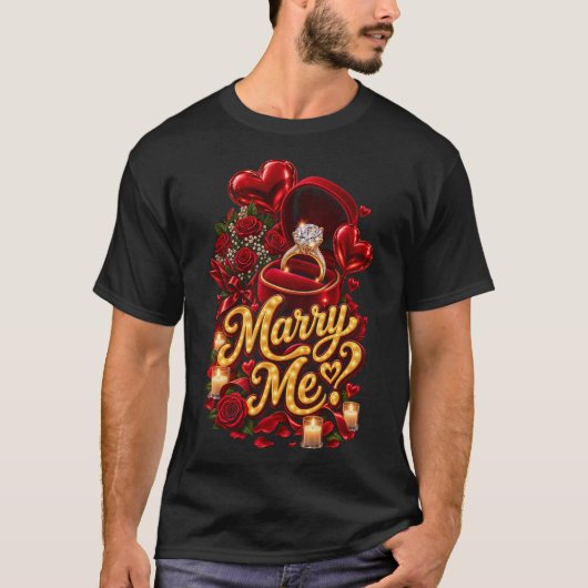 Trouw met mij? Romantieke Ring T-shirt (Voorkant)