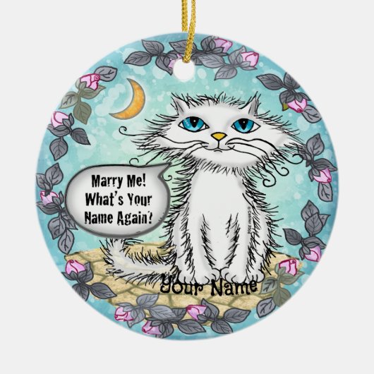 Trouw met mij Scraggles Kat Keramisch Ornament (Voorkant)