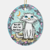 Trouw met mij Scraggles Kat Keramisch Ornament (Links)