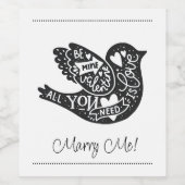 Trouw met mij Valentijns Wijn Etiket (Enkel label)