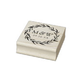 Trouw met monogram lauwerkrans rubberstempel (Stempel)