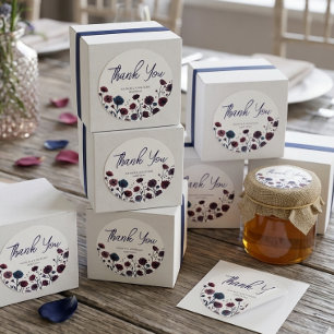 Trouw met Moody Burgundy & Blauwe Bloemen  Ronde Sticker