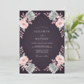 Trouw met Moody Plum Succulent Eucalyptus Kaart (Staand voorkant)