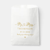 Trouw met Mr en Mrs Gouden Hart Script Monogram Bedankzakje (Voorkant)