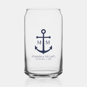 Trouw met Nautilus Blauw Anker Blikvorm Glas