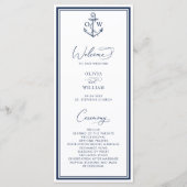 Trouw met nautisch anker monogram programmakaart (Voorkant)