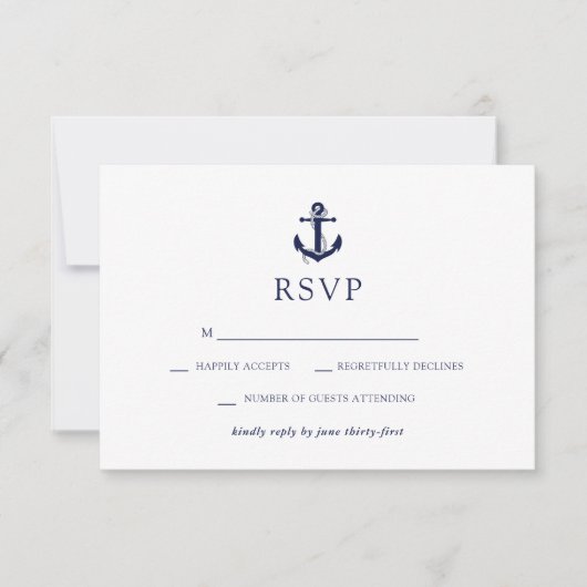 Trouw met Nautisch Anker RSVP Kaartje (Voorkant)