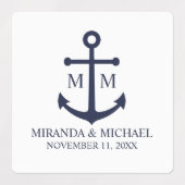 Trouw met Nautisch Marineblauw Anker Labels (Design 1)