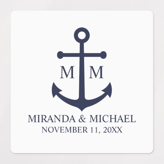 Trouw met Nautisch Marineblauw Anker Labels (Design 1)