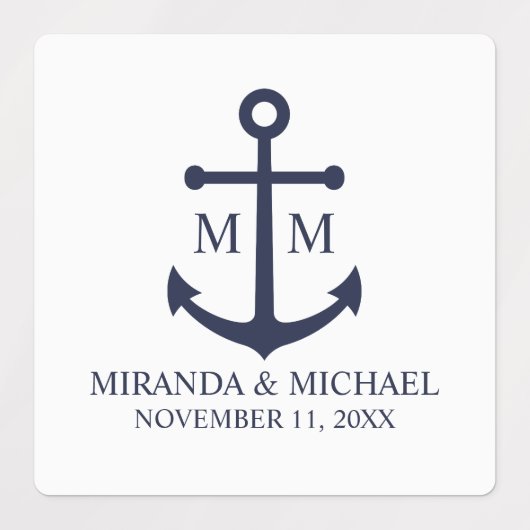 Trouw met Nautisch Marineblauw Anker Labels (Design 2)