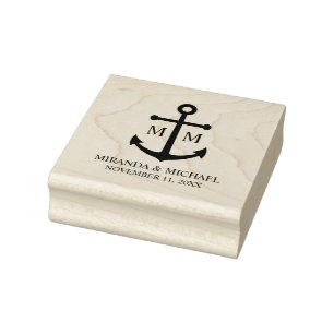 Trouw met Nautisch Marineblauw Anker Rubberstempel