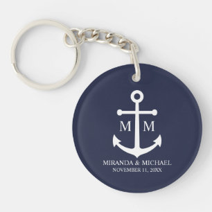 Trouw met Nautisch Marineblauw Anker Sleutelhanger