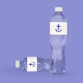 Trouw met nautische bloemenstrepen waterfles etiket