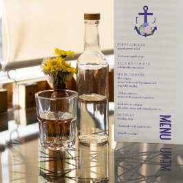 Trouw met nautische bloemstrepen menu