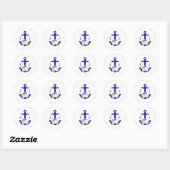 Trouw met nautische bloemstrepen ronde sticker (Vel)