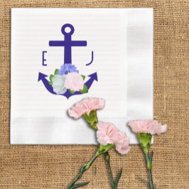 Trouw met nautische bloemstrepen servet