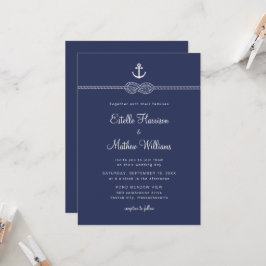 Trouw met nautische marineblauwe anker touw QR-cod Kaart