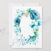 Trouw met Navy Blauwe Bloemendesign Kaart (Achterkant)