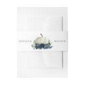 Trouw met Navy Blauwe Bloemige Pompoen Uitnodigingen Wikkel (Voorkant Voorbeeld)