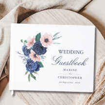 Trouw met Navy Blauwe & Blush Bloemige Geometrisch