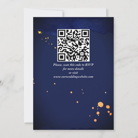 Trouw met Navy blauwe oranje witte rozen Save The Date (Achterkant)