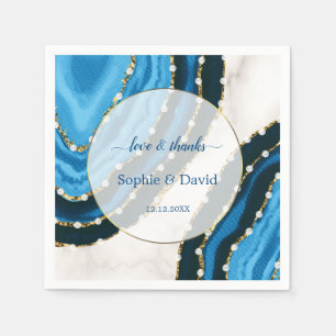 Trouw met Navy Blauwe Waterverf Agate Parels Servet