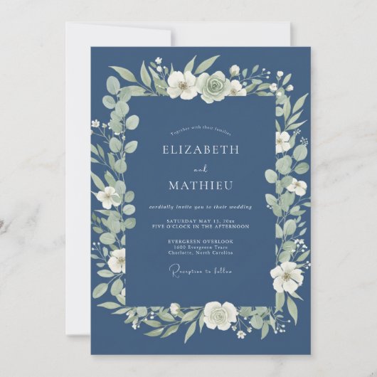 Trouw met Navy Blue Alluring Nature Kaart (Voorkant)