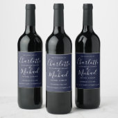 Trouw met Navy Blue handtekening script Wijn Etiket (Flessen)