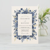 Trouw met Navy Blue Prestigieuze Roos Kaart (Staand voorkant)