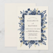 Trouw met Navy Blue Prestigieuze Roos Kaart (Voorkant / Achterkant)
