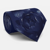 Trouw met Navy Blue Saffier Pioen Stropdas (Opgerold)