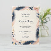 Trouw met Navy Blush Boog Kaart (Staand voorkant)