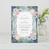 Trouw met Navy Blush Wingerd Kaart (Staand voorkant)