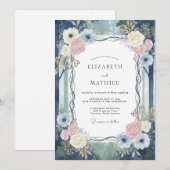 Trouw met Navy Blush Wingerd Kaart (Voorkant / Achterkant)