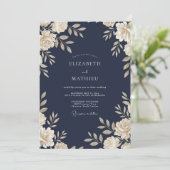 Trouw met Navy Cream Wingerd Kaart (Staand voorkant)