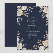 Trouw met Navy Cream Wingerd Kaart (Voorkant / Achterkant)