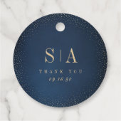 Trouw met Navy & Gouden Glitter Sophisticated Mono Bedankjes Labels (Achterkant)