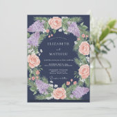 Trouw met Navy Koraal Sering Eucalyptus Kaart (Staand voorkant)