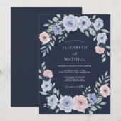 Trouw met Navy Periwinkle Ranunculus Eucalyptus Kaart (Voorkant / Achterkant)