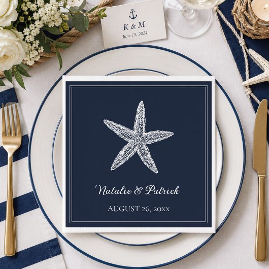 Trouw met Navy Starfish Servet