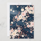 Trouw met Navy Waves Sakura Bloesem Modern Save The Date (Achterkant)