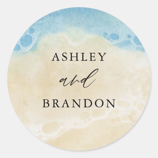 Trouw met Ocean Summer Beach-thema Ronde Sticker (Voorkant)