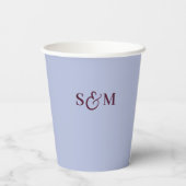 Trouw met Periwinkle Script Ampersand Monogram Papieren Bekers (Achterkant)