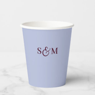Trouw met Periwinkle Script Ampersand Monogram Papieren Bekers