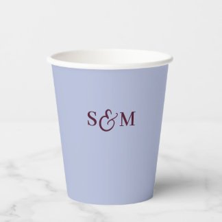 Trouw met Periwinkle Script Ampersand Monogram Papieren Bekers